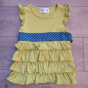 Matilda Jane Girls Lizzy Ruffle Top with Polka Dot Belt Tie Green Apple Size 6